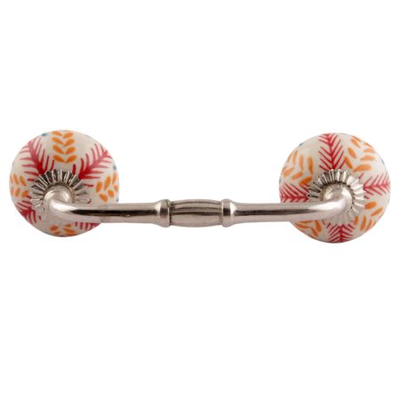 Red Leaf Flora Ceramic Bridge Handles